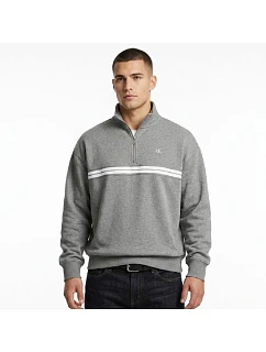 Calvin Klein Zip Fleece Hoodie Logo Tape Grey Heather mikina - LZ04RE285G-P7E pánské