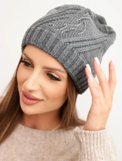 Dámská zimní čepice s vlnou volného střihu model 21782995 grafitová - K-Fashion