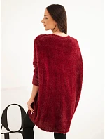 Dámský svetr Plus Size s výstřihem do V bordový