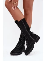 Semišové kotníkové boty se šněrováním do půli  Černé model 21707488 - Zazoo
