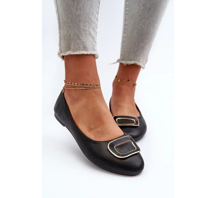 Černé balerínky z ekokůže s dekorací Enicoria Černé balerínky z ekokůže s dekorací Enicoria