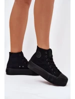 Dámské plátěné tenisky na platformě Big Star – černé Dámské plátěné tenisky na platformě Big Star – černé