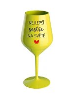 NEJLEPŠÍ SESTŘE NA SVĚTĚ - žlutá nerozbitná sklenice na víno 470 ml