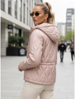 Dámská prošívaná bunda s kapucí ve světle růžové barvě FashionStreet TY5532