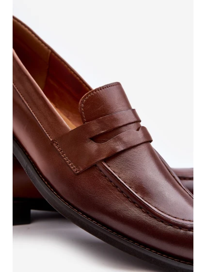 Mužské kožené polobotky Loafer Zazoo 1570/1 hnědé