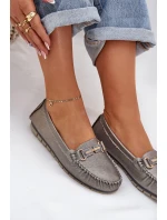 Třpytivé Plátěné Mokasíny Z Přírodní Kůže D&A LR51-546 Stříbrné Třpytivé Plátěné Mokasíny Z Přírodní Kůže D&A LR51-546 Stříbrné