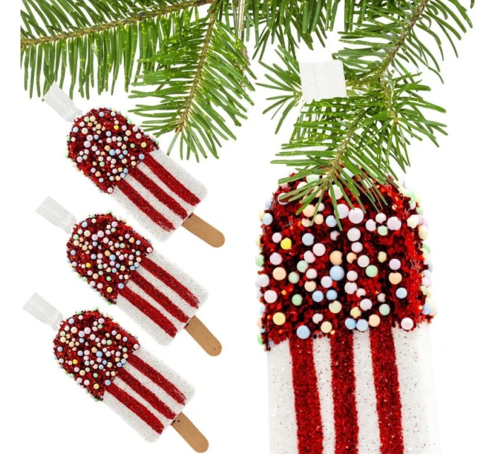 ZMRZLINOVÁ DEKORACE ZÁVĚSNÁ CETKA 3KS BÍLÁ