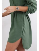 Šaty s delšími zády a pásem khaki Šaty s delšími zády a pásem khaki