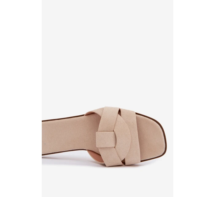 Dámské ploché sandály s Eko semišové světle béžové model 21943332 - Boto