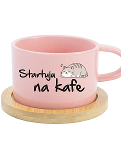 STARTUJU NA KAFE - růžový hrníček makronka 200 ml