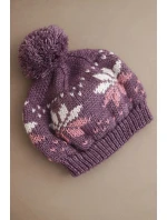 Dámská zimní čepice vlněná s krystaly a vzorem model 21859299 mocca - K-Fashion