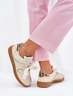 Nízké Dámské Tenisky S Krajkou Leopardí Béžové Zielle