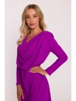 S428 Šaty s výstřihem - levandulová