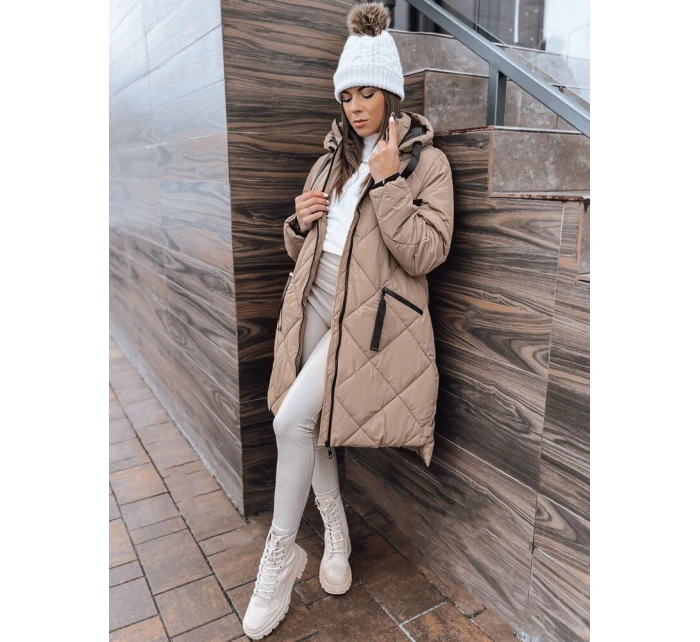 Dámská zimní bunda oversize MELODY s kapucí béžová FashionStreet TY3990