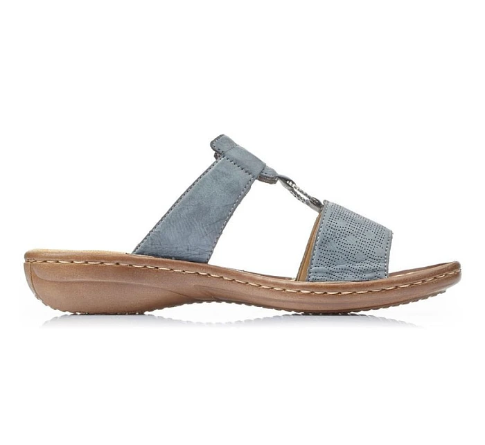 Dámské pohodlné modré žabky na suchý zip Rieker 60885-12