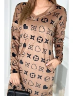 Sametové šaty s ozdobným vzorem Velbloud Sametové šaty s ozdobným vzorem Velbloud