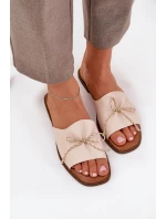 Sandály na ploché podrážce s ozdobnou mašlí béžové model 21684340 - Boto Sandály na ploché podrážce s ozdobnou mašlí béžové model 21684340 - Boto