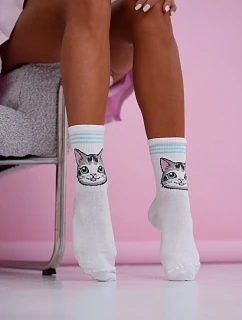 Dámské ponožky kočky s modrými pruhy
