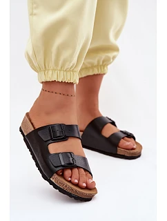 Dámské pantofle s přezkami model 22094910 Černé - Inblu