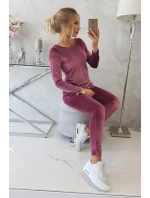 Velurová souprava se model 21753144 na zadní straně tmavě růžová - K-Fashion