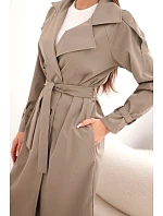 Dámský kabát vázaný v pase s límcem fango