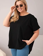 Dámská halenka Plus Size bavlněná s krátkým rukávem černá