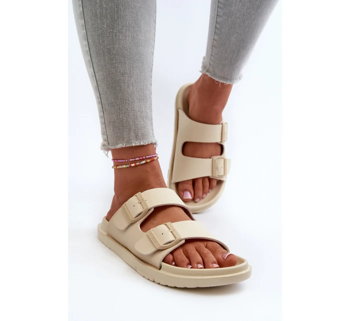 Lehké Pěnové Dámské Žabky S Big Star Béžové model 21660703 - Big Star Shoes Lehké Pěnové Dámské Žabky S Big Star Béžové model 21660703 - Big Star Shoes