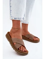 Kožené Semišové Dámské Pantofle model 22120786 Béžové - Maciejka