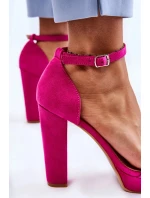 Semišové Sandály Na Podpatku Fuchsie Spectacular