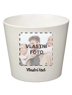 Bílý keramický květináč s fotografií - velký