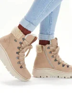 Dámské kotníkové zateplené boty W RKR572 Hnědo-béžová - Rieker