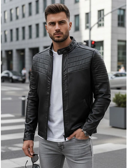 Pánská kožená bunda model 22106363 černá - FashionStreet
