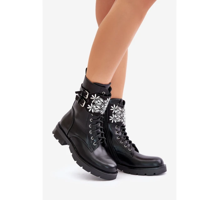 Zateplené pracovní boty s ozdobným pásem a přezkami černé model 21675949 - Boto Zateplené pracovní boty s ozdobným pásem a přezkami černé model 21675949 - Boto