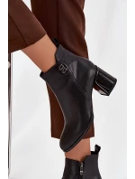 Dámské kožené zateplené boty Jovelle – černé, na podpatku Dámské kožené zateplené boty Jovelle – černé, na podpatku