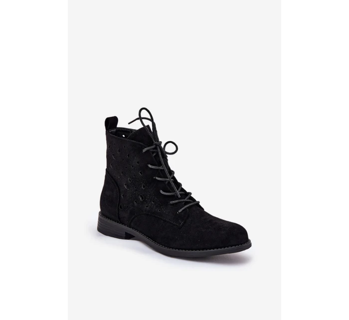 Šněrovací Boty S Vzorem  Černé model 21685103 - S.Barski