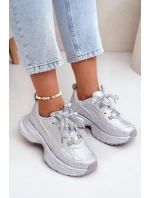 Dámské tenisky zdobené krystaly stříbrné Porrot Dámské tenisky zdobené krystaly stříbrné Porrot