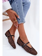 Baleríny s páskem imitace semiše leopard Camoria