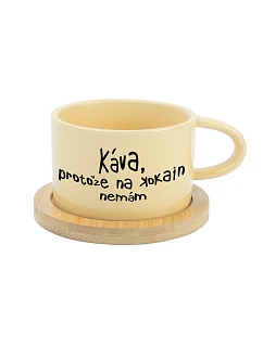 KÁVA, PROTOŽE NA KOKAIN NEMÁM - žlutý hrníček makronka 200 ml