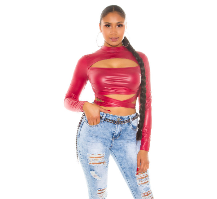 Sexy Koucla Wetlook Crop Top with Cut-Out