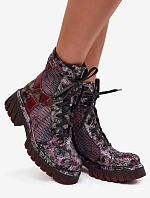 Dámské kotníčkové kožené workery 07072-23 Bordó vzor - Maciejka