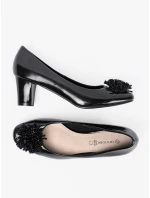 Trendy dámské černé  lodičky na širokém podpatku