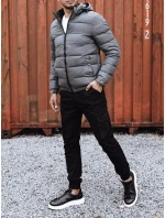 Pánská prošívaná zimní bunda s kapucí šedá FashionStreet TX4844