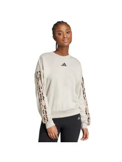 Dámská mikina adidas Animal Print 3-Stripes French Terry Sweatshirt cream JM1836