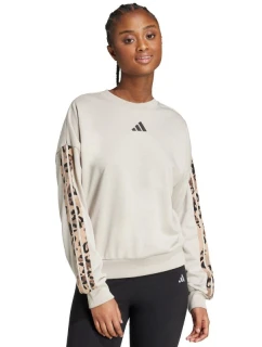 Dámská mikina adidas Animal Print 3-Stripes French Terry Sweatshirt cream JM1836