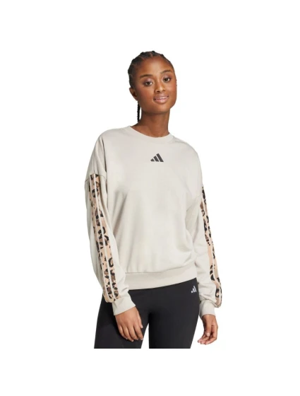 Dámská mikina adidas Animal Print 3-Stripes French Terry Sweatshirt cream JM1836
