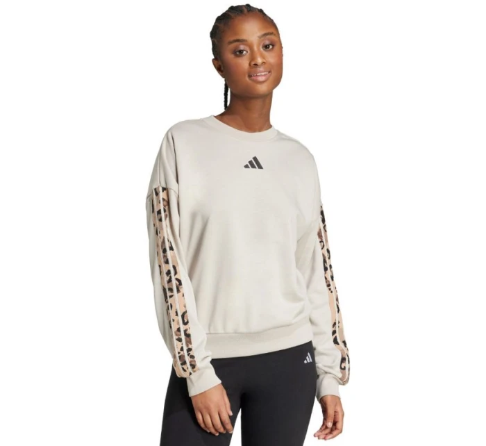 Dámská mikina adidas Animal Print 3-Stripes French Terry Sweatshirt cream JM1836
