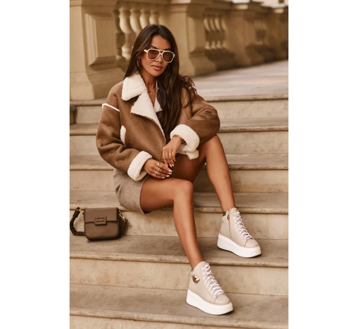 Dámské vysoké tenisky na zip Lemar Bež Katerin Dámské vysoké tenisky na zip Lemar Bež Katerin