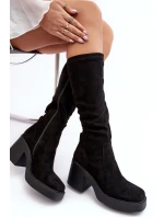 Dámské kotníkové boty na masivním sloupku D&A SN622-10A černé