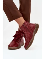 Dámské kozačky s teplým kožíškem z eko kůže bordové Ulverina Dámské kozačky s teplým kožíškem z eko kůže bordové Ulverina