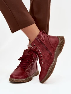 Dámské kozačky s teplým kožíškem z eko kůže bordové Ulverina